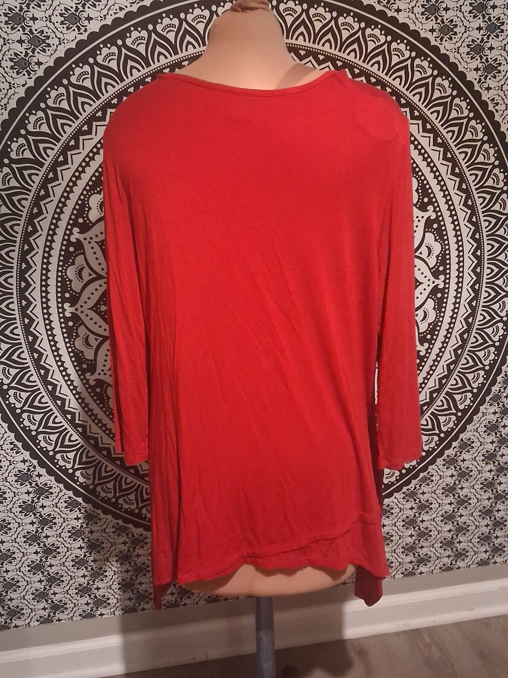 Rafaella Red Scoop Neck Tunic with Ring Accent - Picture 6 of 6